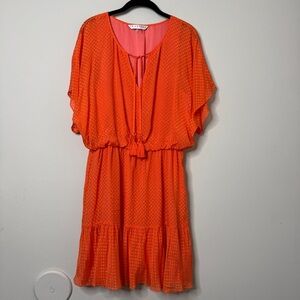 Trina Turk Silk Orange Ruffled Tiered Sundress Size Large
